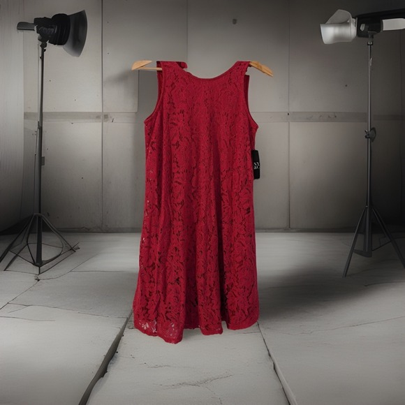 NYC Women's Dress Loos, bright pink reaches the knee, with lace Zise X-Large NWT - Picture 1 of 15